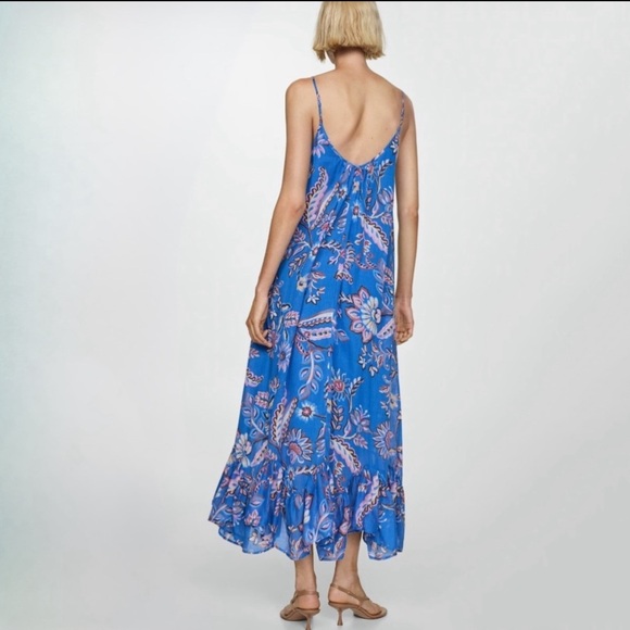 Mango Long Floral Print Dress Sz M - Picture 3 of 11